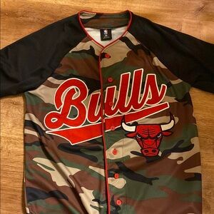 NBA Bulls Camo Button Down Shirt